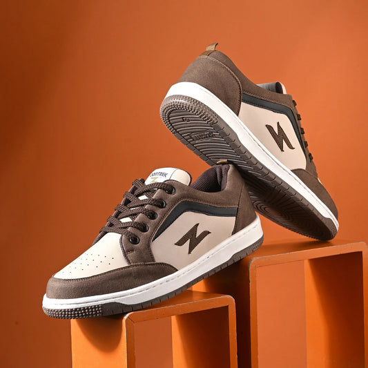 ZONTREK Venice DE07 Men’s Brown & Beige Sneaker – Vegan Luxury Style, Premium Casual Footwear with Comfort Cushioning