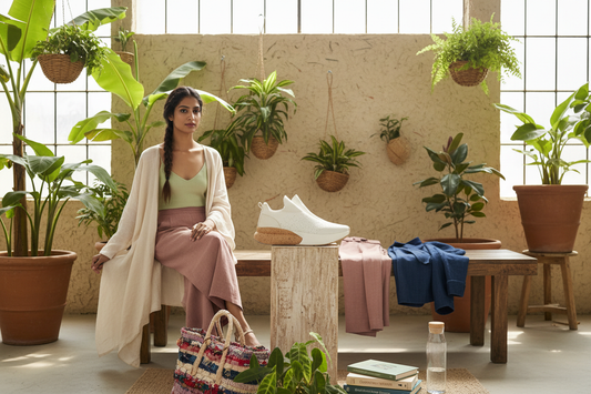 Sustainable eco-friendly fashion in India 2025 featuring vegan sneakers and environmentally conscious lifestyle choices