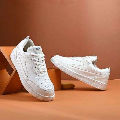 ZONTREK Rider Men’s All-White Vegan Sneaker – Sleek Minimalist Design, Rubber Sole, Premium Budget Casual Shoe India