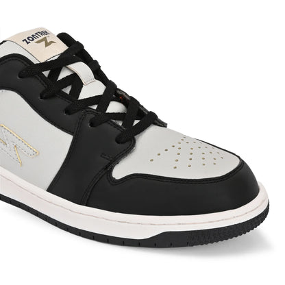 ZONTREK Jazz Men’s Grey & Black Sneaker – Vegan PU Upper, Bounce-Back Insole, Office-to-Weekend Casual Shoe