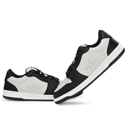 ZONTREK Jazz Men’s Grey & Black Sneaker – Vegan PU Upper, Bounce-Back Insole, Office-to-Weekend Casual Shoe