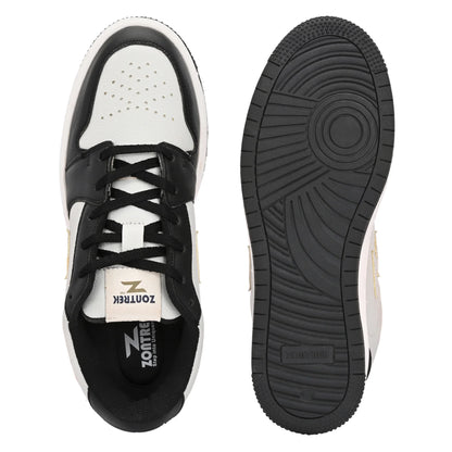 ZONTREK Jazz Men’s Grey & Black Sneaker – Vegan PU Upper, Bounce-Back Insole, Office-to-Weekend Casual Shoe