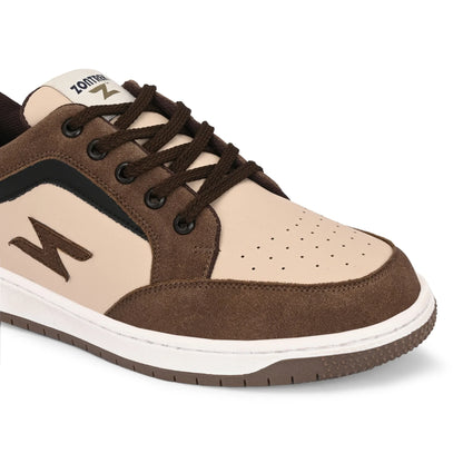 ZONTREK Venice DE07 Men’s Brown & Beige Sneaker – Vegan Luxury Style, Premium Casual Footwear with Comfort Cushioning
