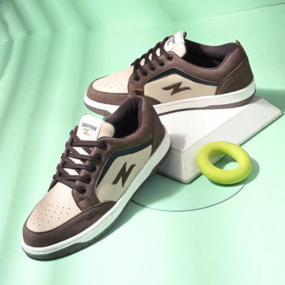 ZONTREK Venice DE07 Men’s Brown & Beige Sneaker – Vegan Luxury Style, Premium Casual Footwear with Comfort Cushioning