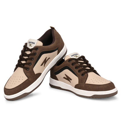 ZONTREK Venice DE07 Men’s Brown & Beige Sneaker – Vegan Luxury Style, Premium Casual Footwear with Comfort Cushioning
