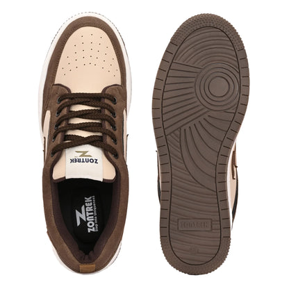 ZONTREK Venice DE07 Men’s Brown & Beige Sneaker – Vegan Luxury Style, Premium Casual Footwear with Comfort Cushioning