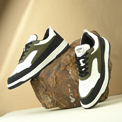 ZONTREK Neo Men’s Black White & Green Sneaker – Bold Colourway, EVA Support Midsole, Travel & Street Style Shoe