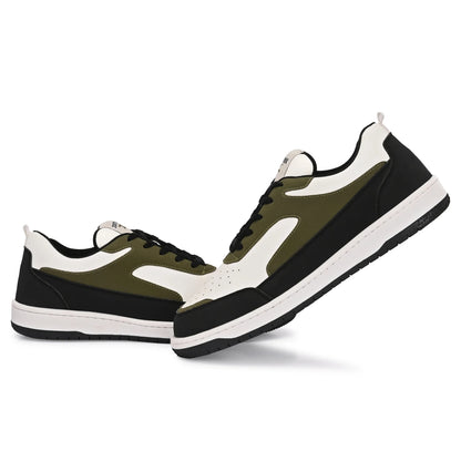 ZONTREK Neo Men’s Black White & Green Sneaker – Bold Colourway, EVA Support Midsole, Travel & Street Style Shoe