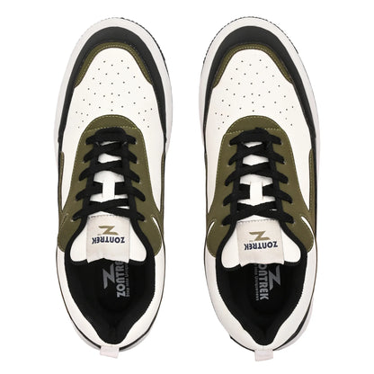 ZONTREK Neo Men’s Black White & Green Sneaker – Bold Colourway, EVA Support Midsole, Travel & Street Style Shoe