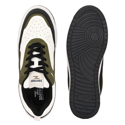 ZONTREK Neo Men’s Black White & Green Sneaker – Bold Colourway, EVA Support Midsole, Travel & Street Style Shoe