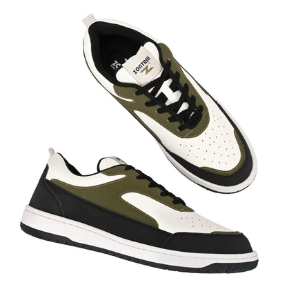 ZONTREK Neo Men’s Black White & Green Sneaker – Bold Colourway, EVA Support Midsole, Travel & Street Style Shoe