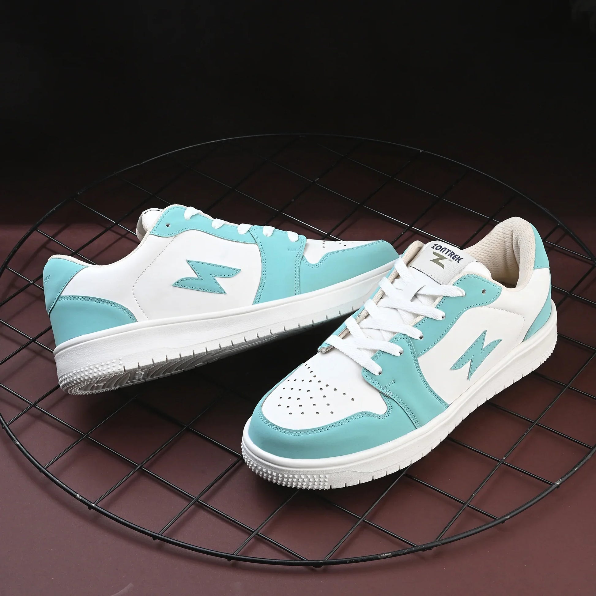 ZONTREK Jazz Women’s Blue-Green & White Sneaker – Vegan, Mid-Ankle Comfort, Daily Wear Stylish Shoe