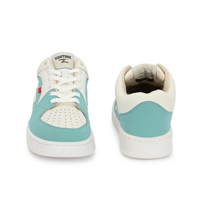 ZONTREK Green & White Women’s Sneaker – Trendy Colour-block Design, Rubber Sole, Premium Vegan Casual Footwear India