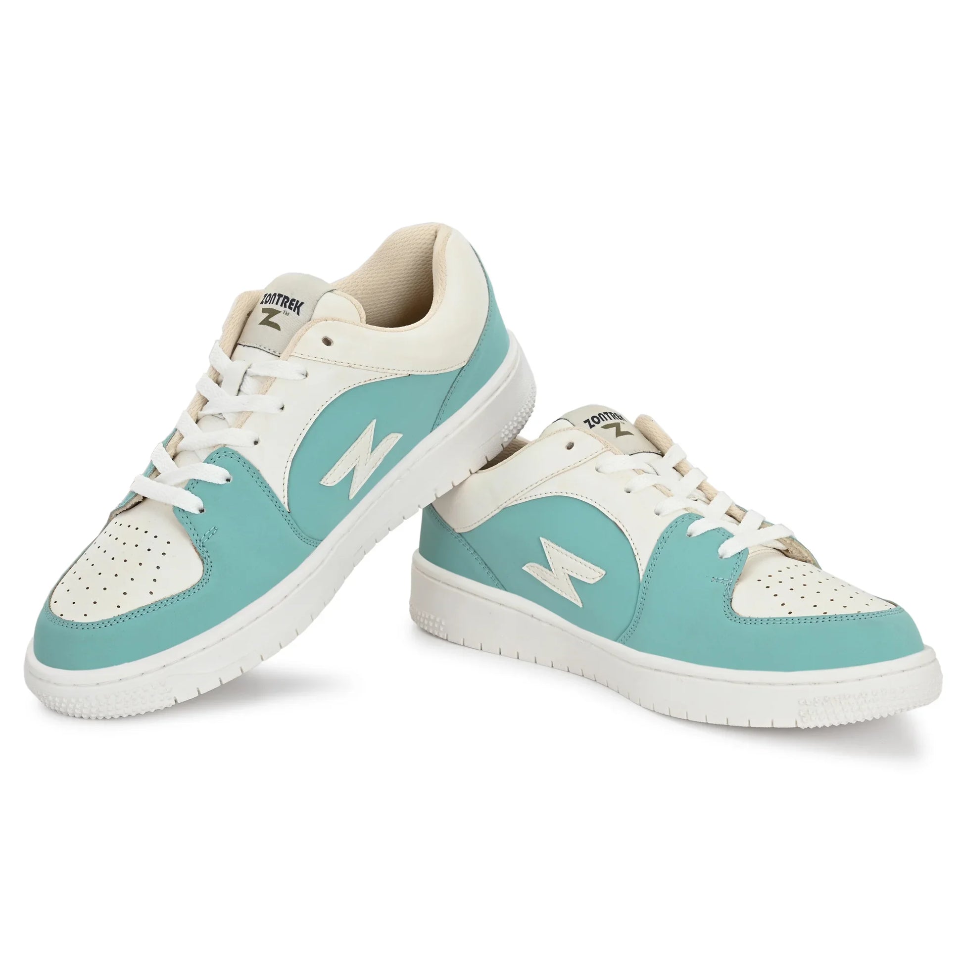 ZONTREK Green & White Women’s Sneaker – Trendy Colour-block Design, Rubber Sole, Premium Vegan Casual Footwear India