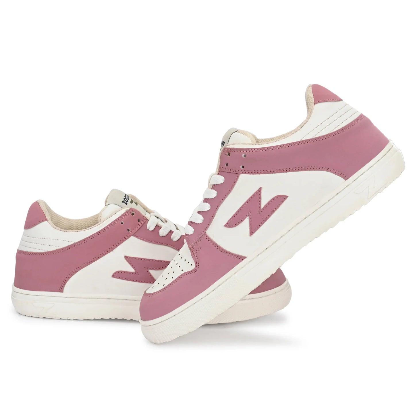 ZONTREK Feminine Star Women’s Pink & White Vegan Sneaker – Lightweight Mesh Lining, Comfort Cushion Sole