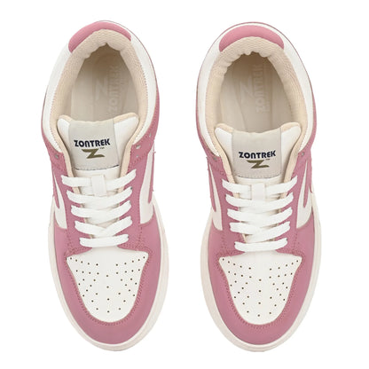 ZONTREK Feminine Star Women’s Pink & White Vegan Sneaker – Lightweight Mesh Lining, Comfort Cushion Sole