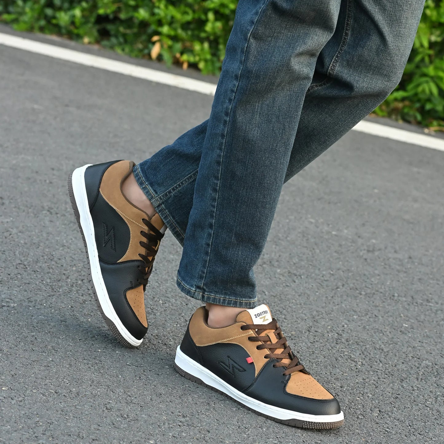 ZONTREK Black Gold Men’s Sneaker – Black Upper with Gold Accent, Shock-Absorb EVA Midsole, Durable Everyday Shoe