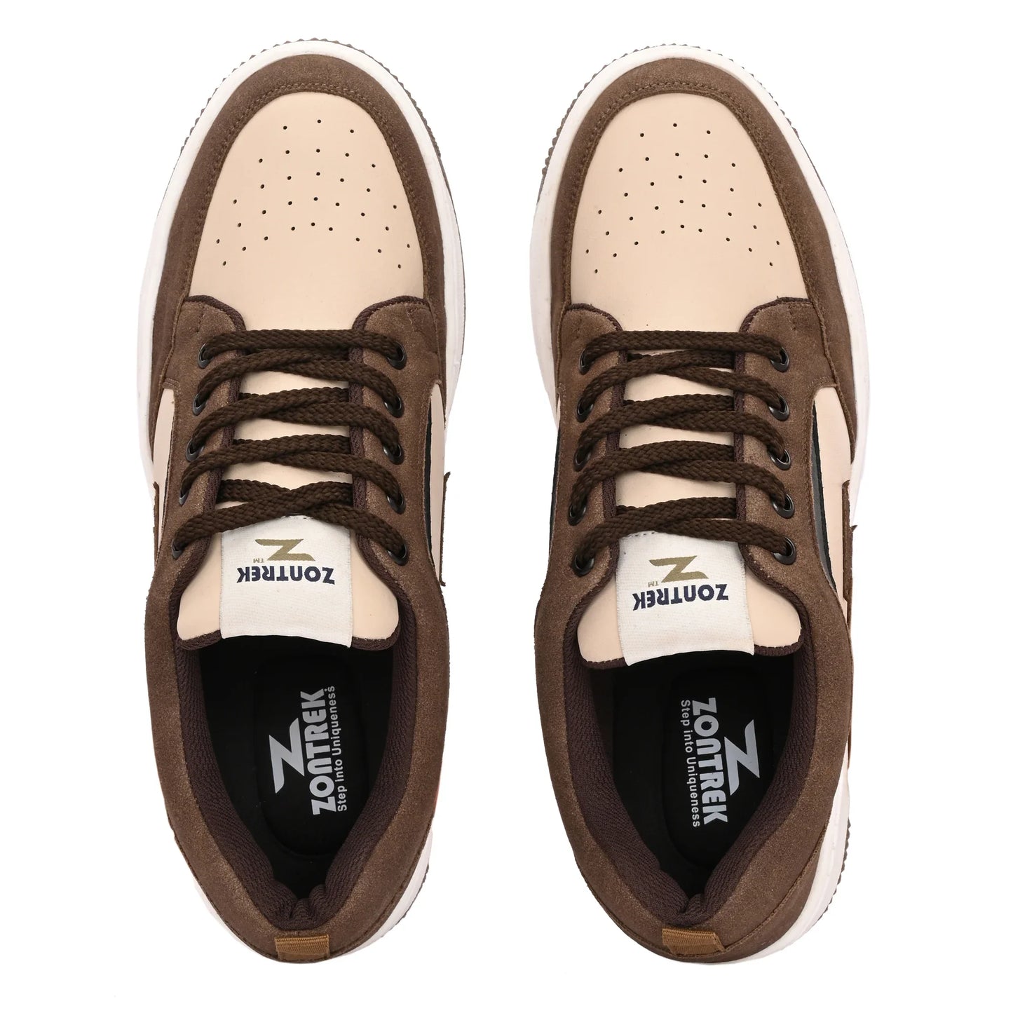 ZONTREK Venice DE07 Men’s Brown & Beige Sneaker – Vegan Luxury Style, Premium Casual Footwear with Comfort Cushioning