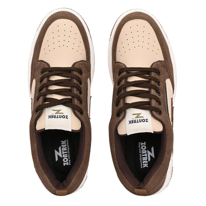 ZONTREK Venice DE07 Men’s Brown & Beige Sneaker – Vegan Luxury Style, Premium Casual Footwear with Comfort Cushioning