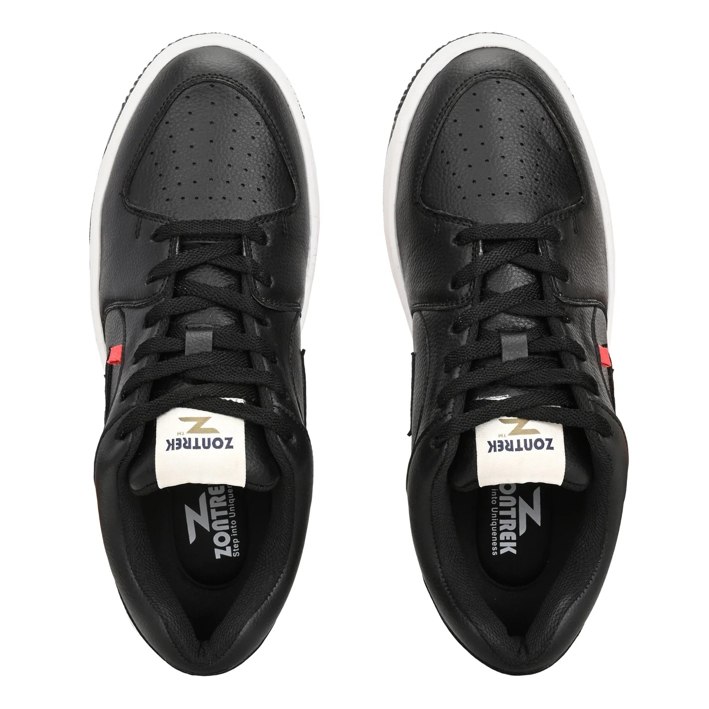 Black sneakers with a visible brand label on a white background