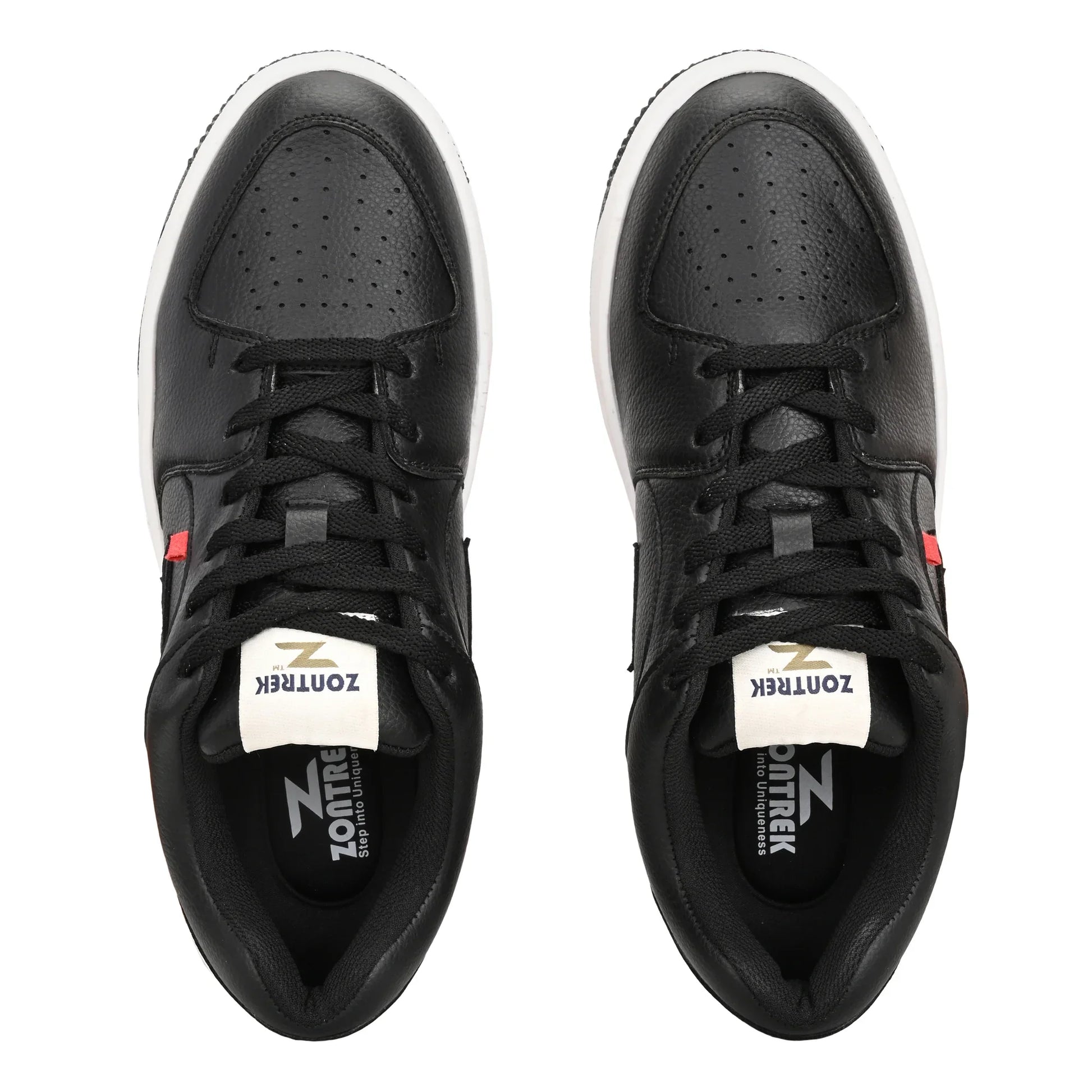 Black sneakers with a visible brand label on a white background