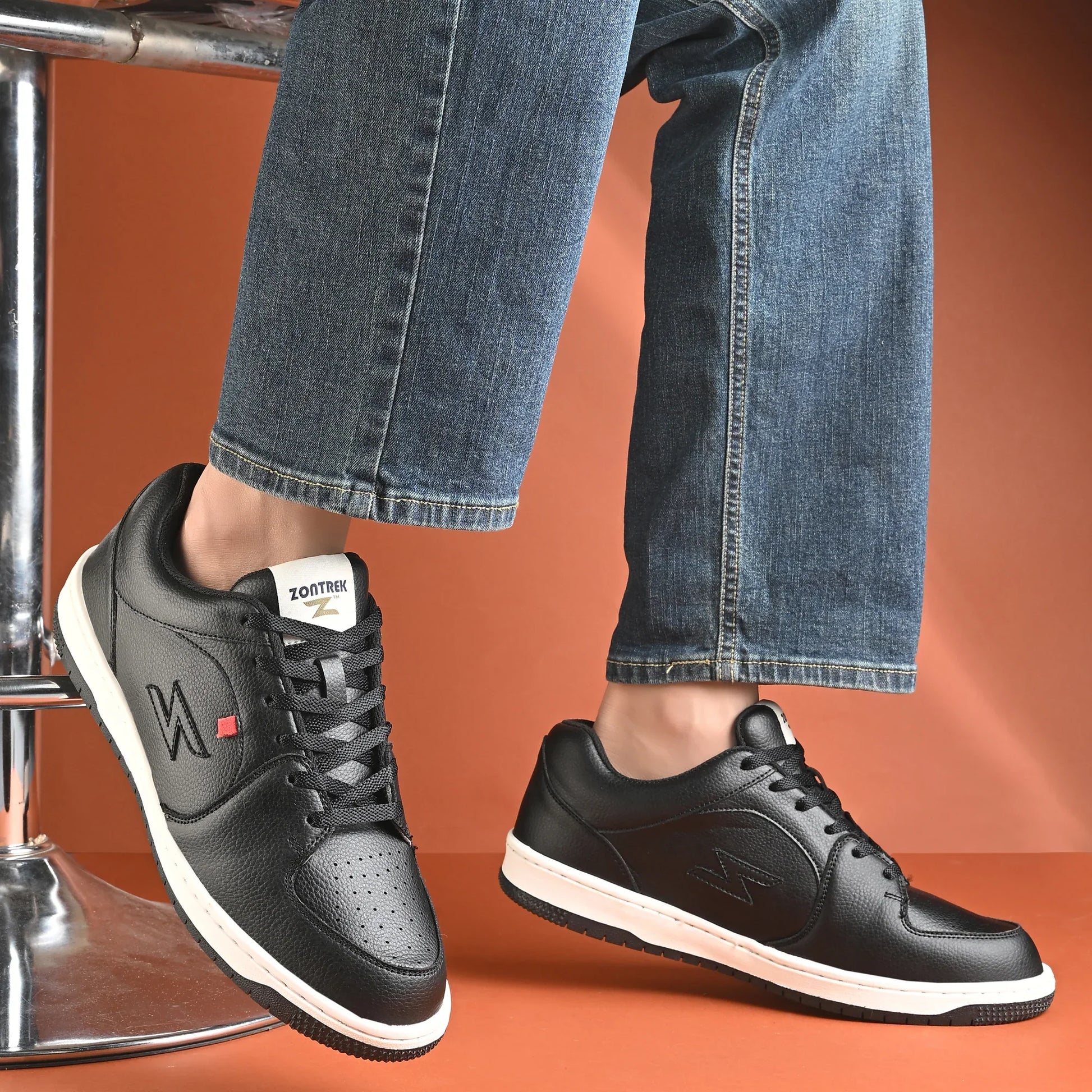 ZONTREK Samba Black Men’s Sneaker – Black Vegan Upper, Shock Absorb Midsole, Stylish & Comfortable Everyday Shoe