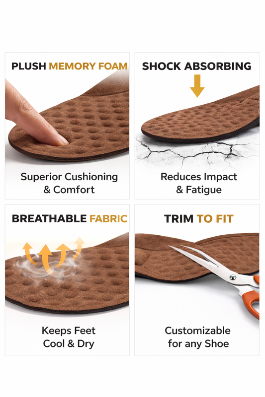 Insole with features highlighted on a white background